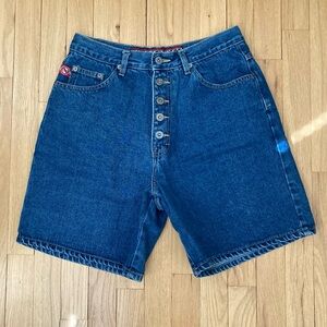 Vintage No Excuses Relaxed Fit Mid Length Denim Shorts. Button Front Size 11/12